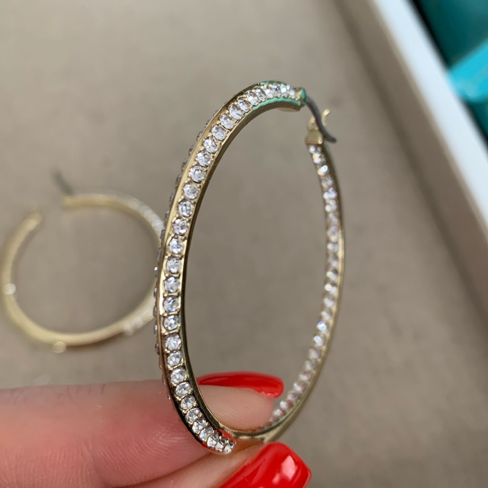 Stella & Dot gold pave hoops